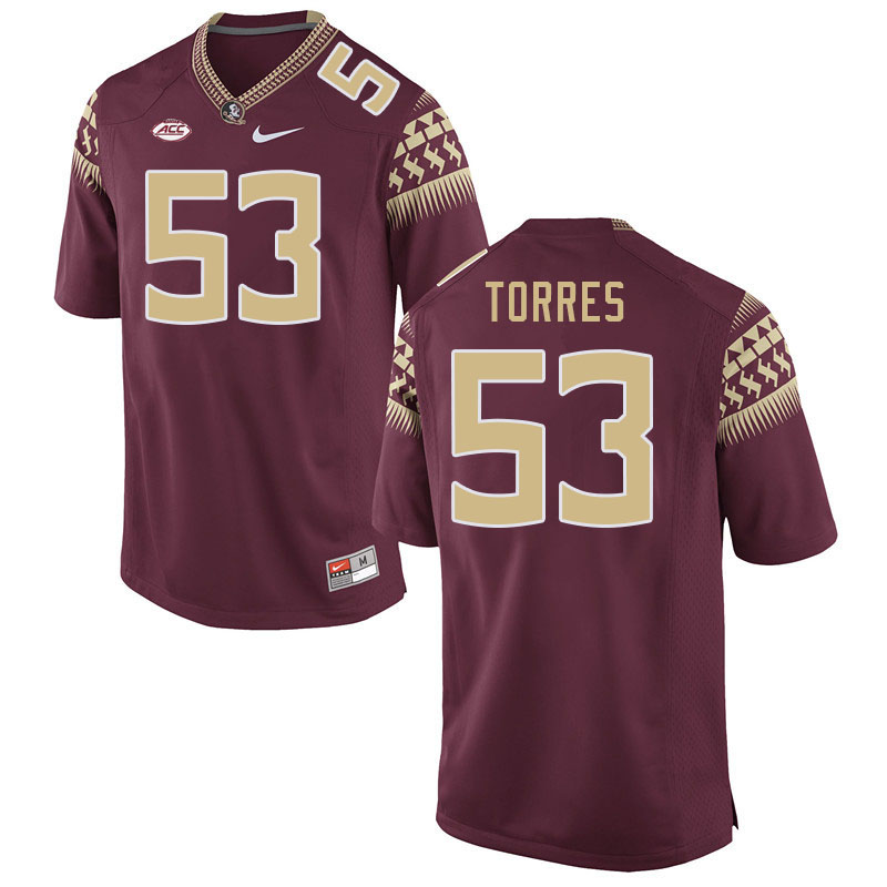 Men #53 Brandon Torres Florida State Seminoles College Football Jerseys Stitched Sale-Garnet